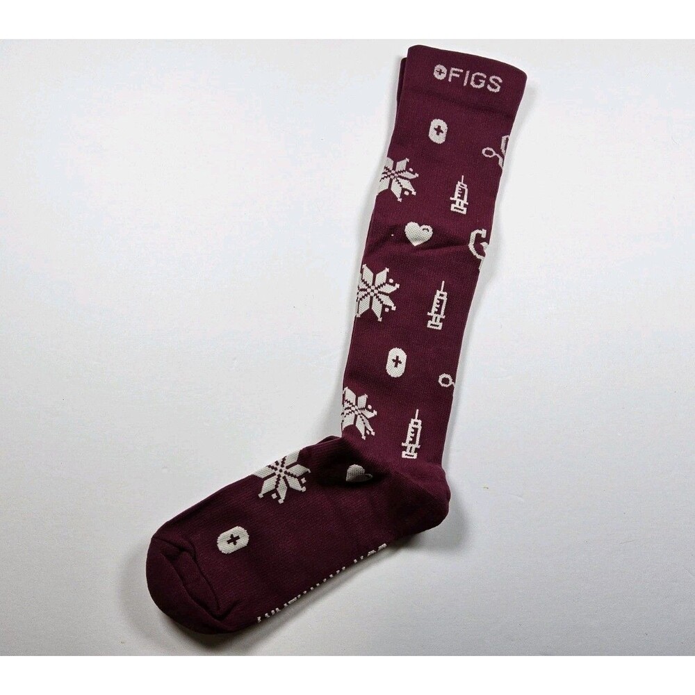 FIGS Compression Do It With Heart Snowflake Nurse Medical Socks Size M